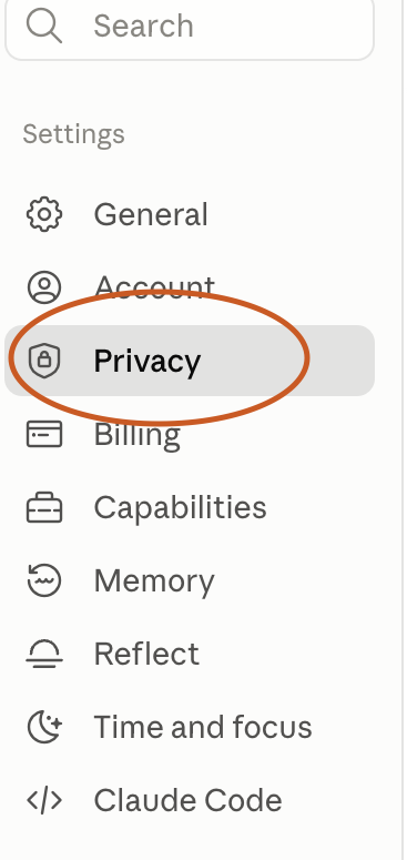 Claude Privacy settings