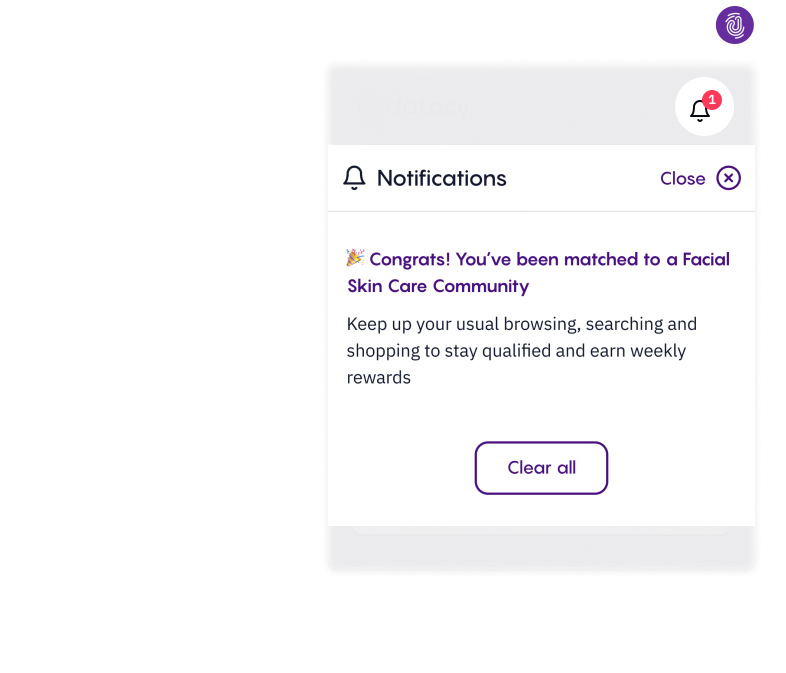 Matching notification screen